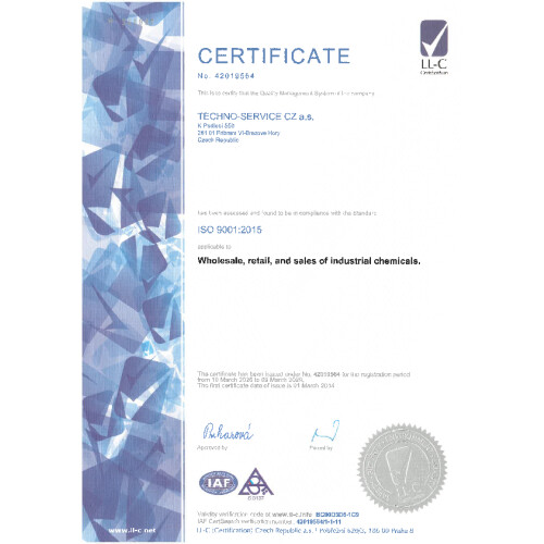 Certifikat ISO 9015:2001 EN